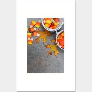 Candy corn and autumn Posters and Art